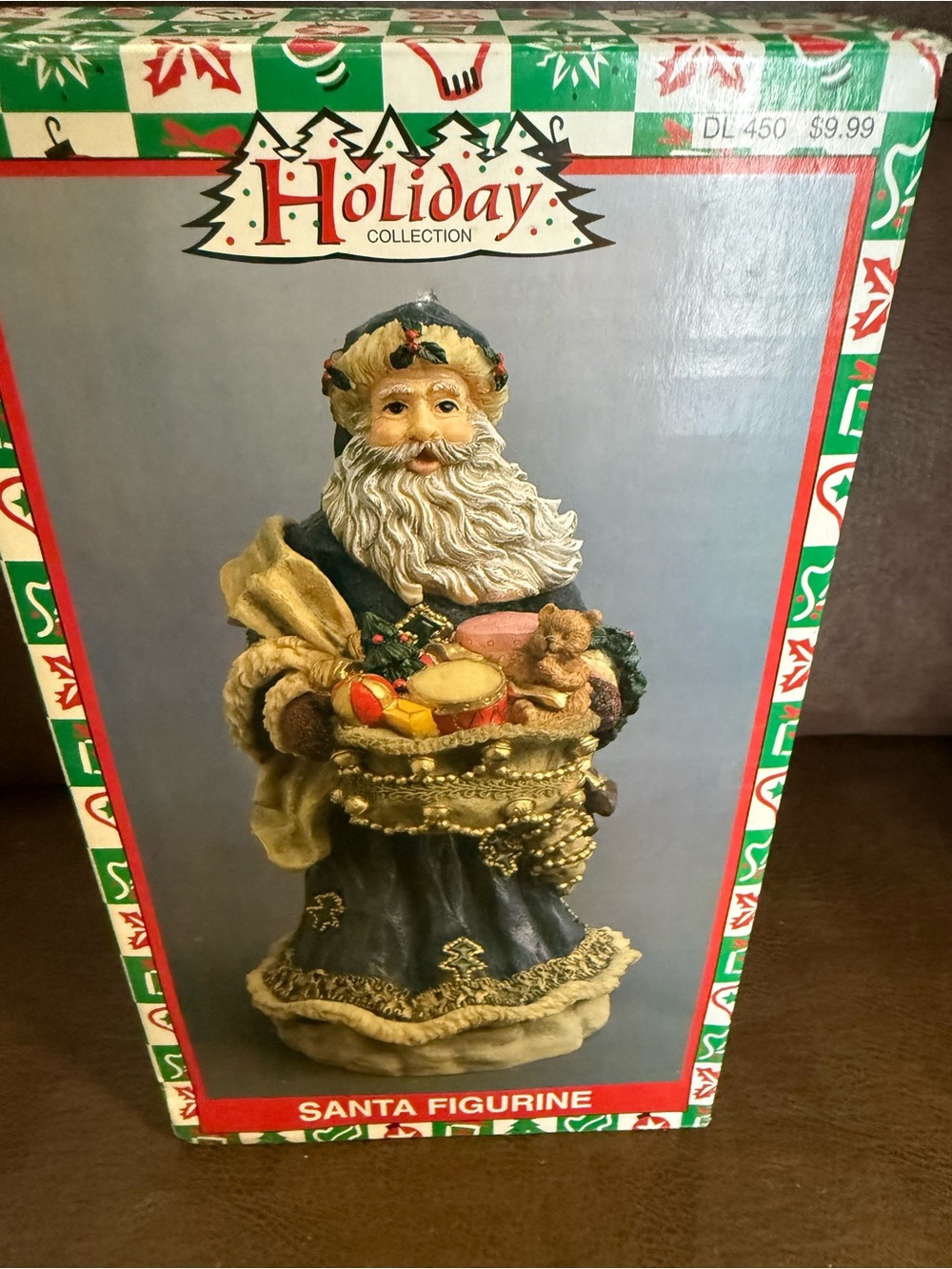Vtg Holiday Collection Resin Santa Claus 11.5" Figurine with Toy Filled Bag